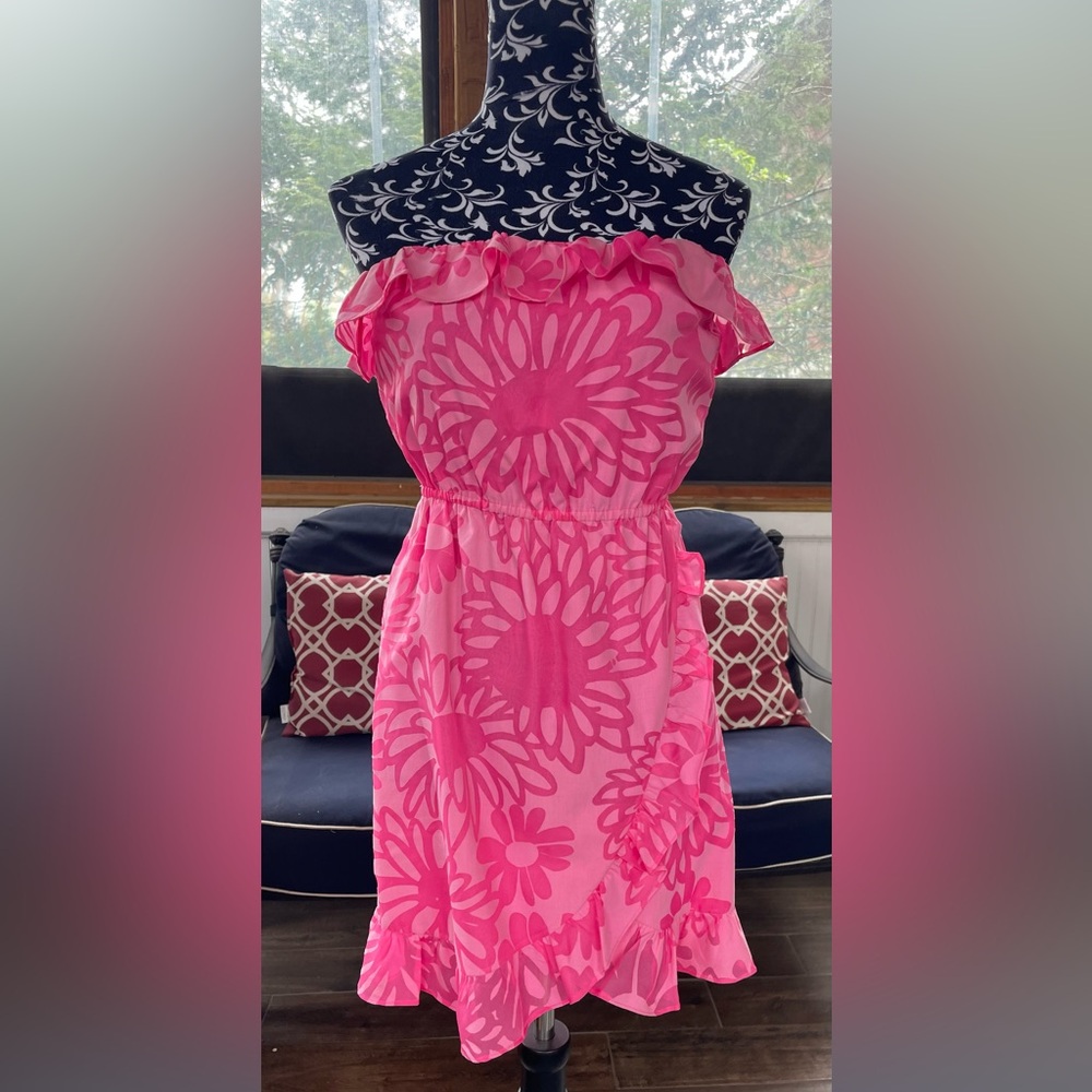 Lilly Pulitzer Strapless Pink Floral Dress